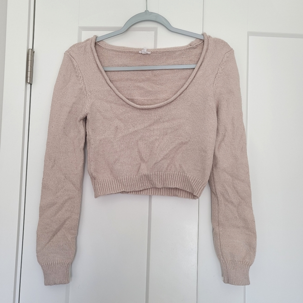 Garage Blush Pink Cropped Knit Sweater